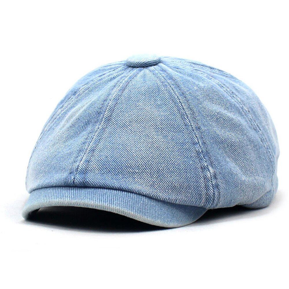Casquette de livreur de journaux en Denim bleu, chapeau à huit panneaux en coton pour hommes et femmes, casquettes de garçon de boulanger, rétro