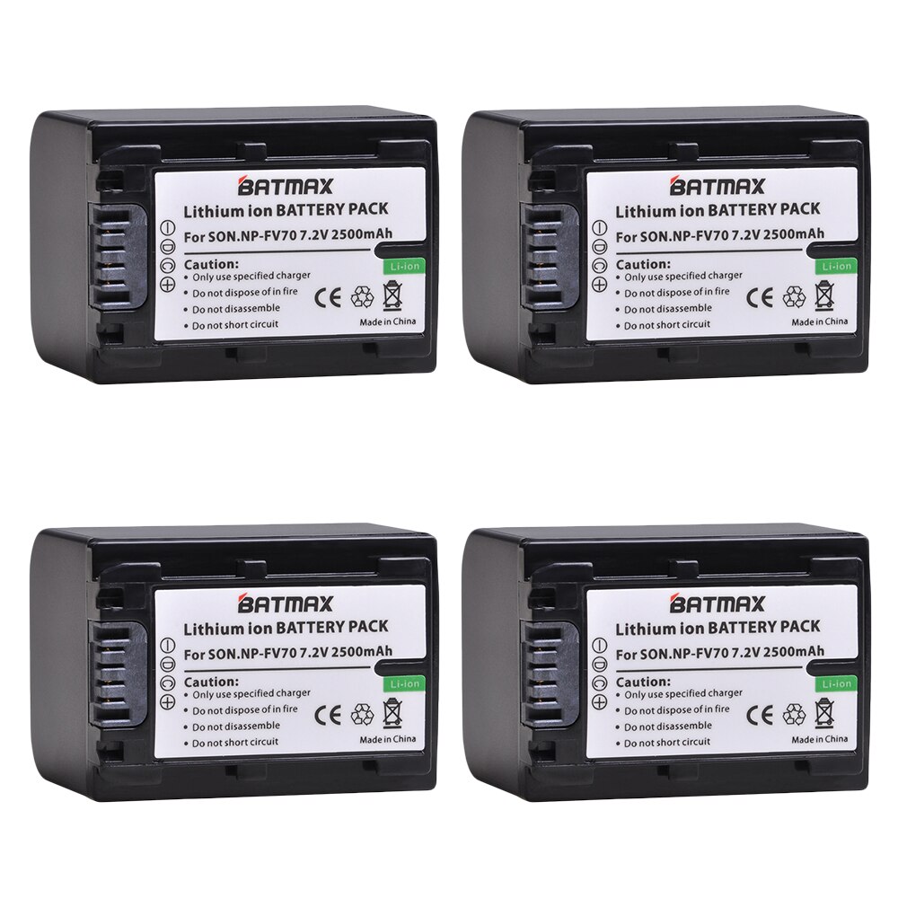 2 Pièces 2500mAh NP-FV70 NP FV70 Batterie + LCD Double Chargeur USB pour Sony NP-FV30 FV50 FV70 FV90 FV100 FV120 HDR-SR68 DCR-SX85 DCR-S: 4Pcs
