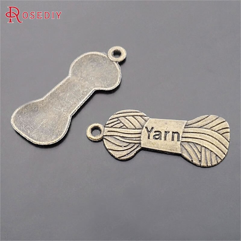 (20746) in Lega di zinco Pulsante Spool Ago Per Cucire Ruota Che Gira Righello Nappe Lane E Filati Abbigliamento Modello di Lavoro A Maglia Pendenti E Ciondoli Più Stili: 29573-30x12MM 50PCS
