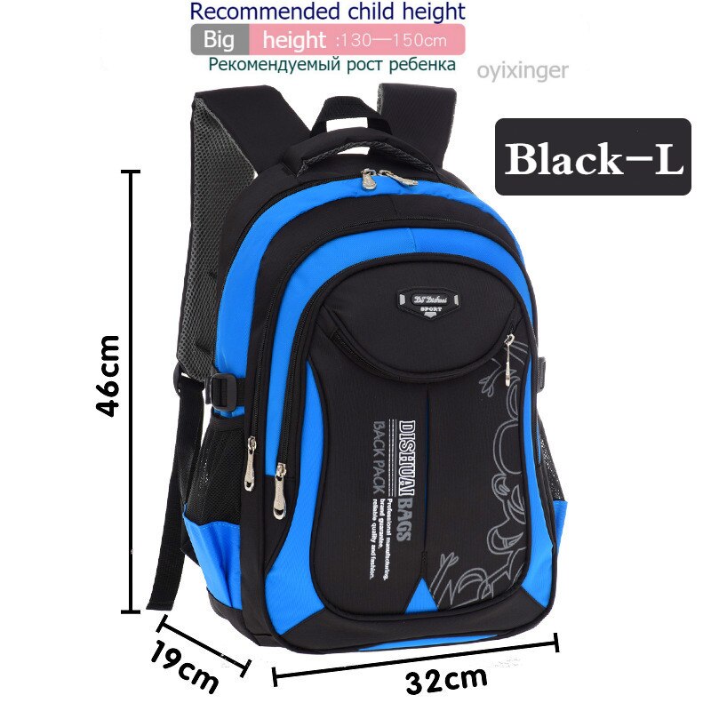 Mochilas escolares para niños de 1 a 12 años, morral escolar para niños de 1 a 2 a 3 a 4 a 5 a 6 grados: Black-L