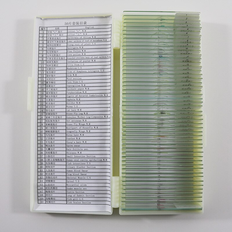 50 pieces of biological section set Chinese and English labels microscope biological section specimen set biological slide