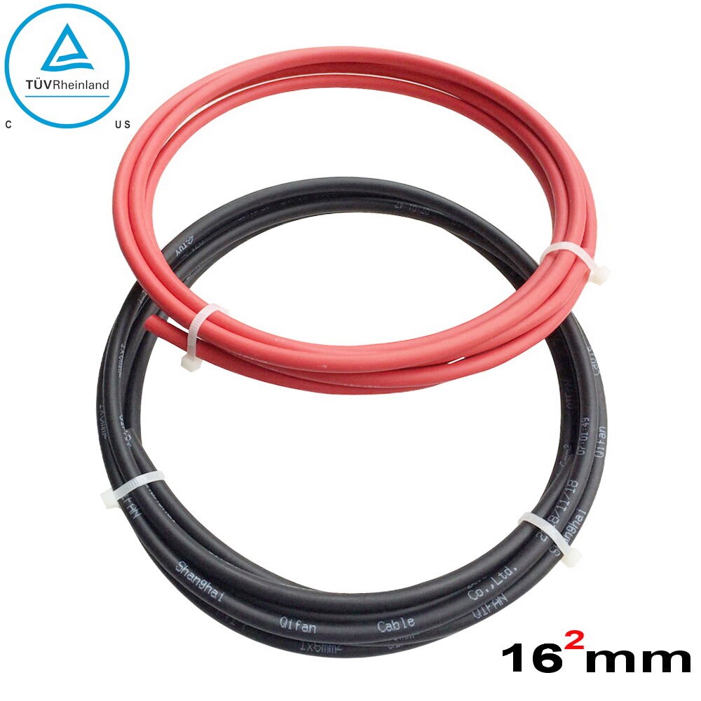 16mm solar Cable Photovoltaic cable Red black Solar Connector Cable wire for solar panel module TUV Approval Power PV