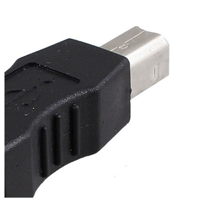 USB printer adapter type A female - type B male black silver tone