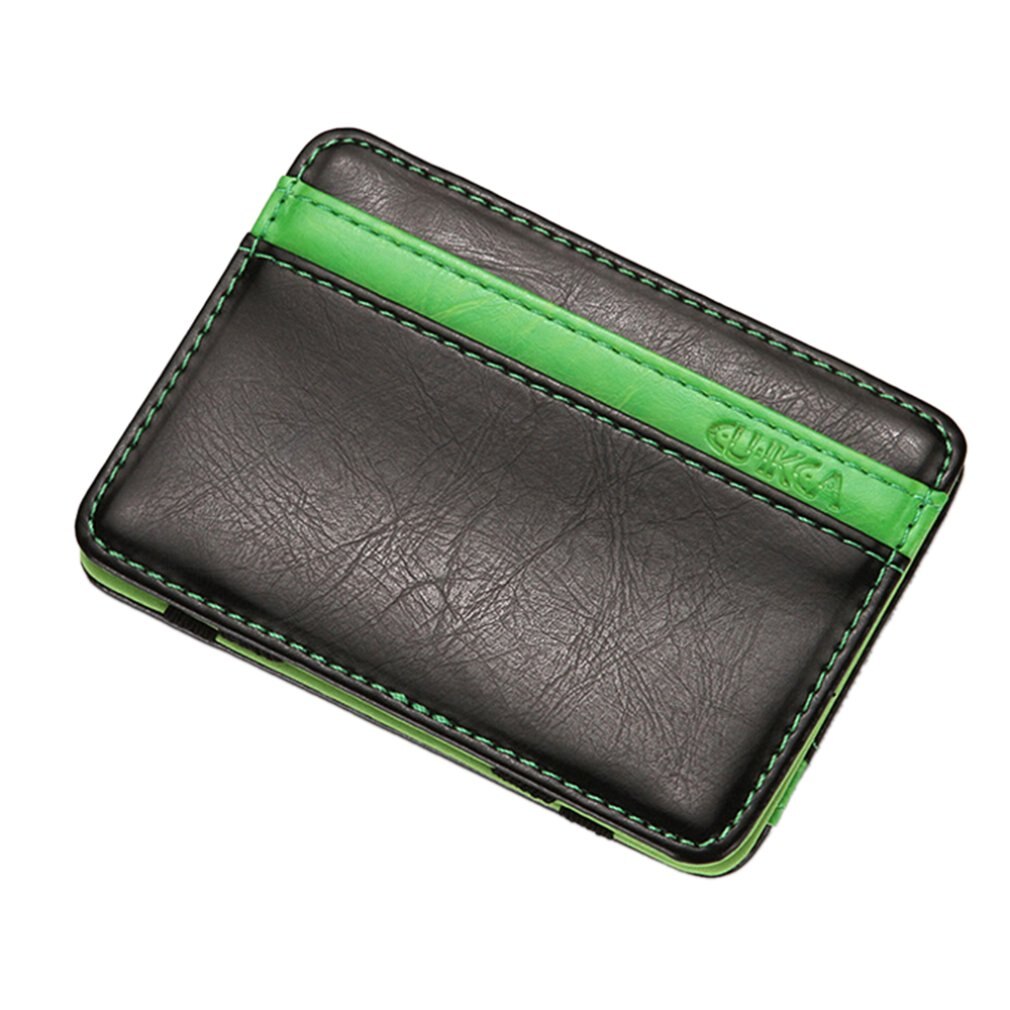 Men's Wallet Matte Leather Stitching Zipper Coin Purse Card Pack Classic European And American: Green