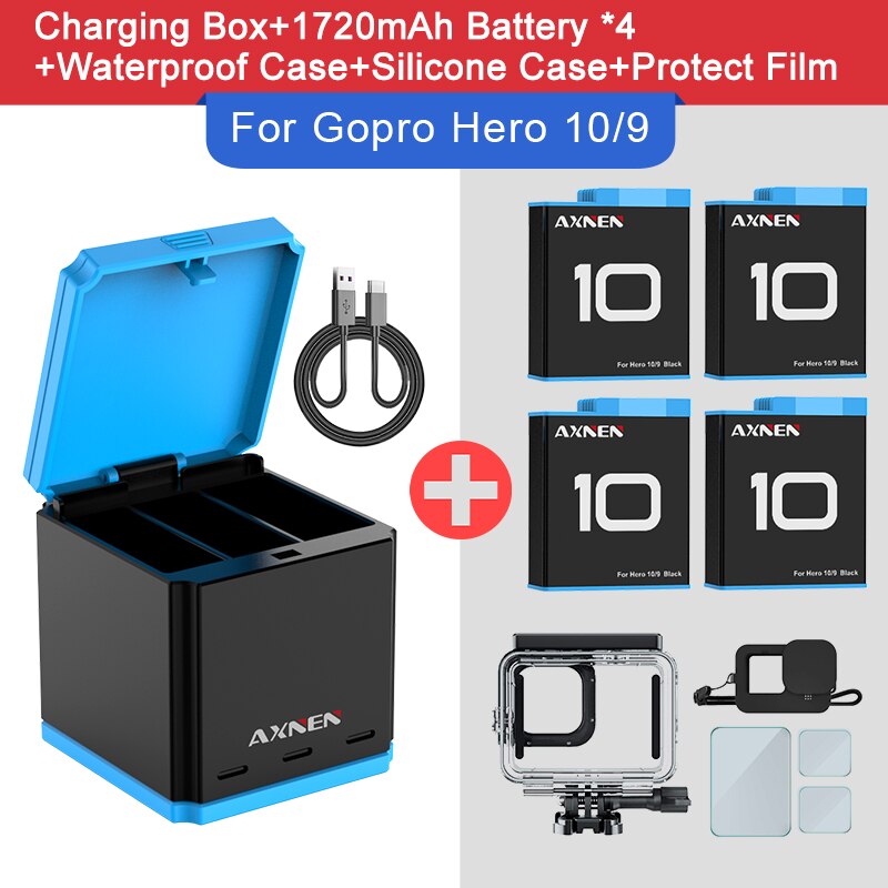 Zestaw baterii lub ładowarki do GoPro Hero 10 9 8 7 6 5 Gopro akcesoria do oryginalnego Go Pro Hero10 Hero8 Hero9 czarny aparat akcji