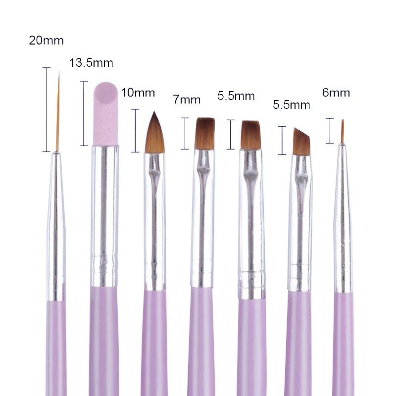 5/7/8 Stuks Nail Art Liner Tekening Pen Brush Diy Uv Gel Nail Lijn Strepen Schilderen Pen acryl Handvat Manicure Tool 7/9/11/15/20Mm: pattern 6