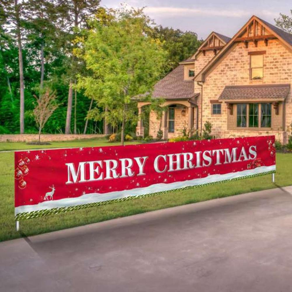 Christmas Festive Banner Merry Christmas Banner Large Xmas Sign Huge Xmas House Home Outdoor Party Decoration