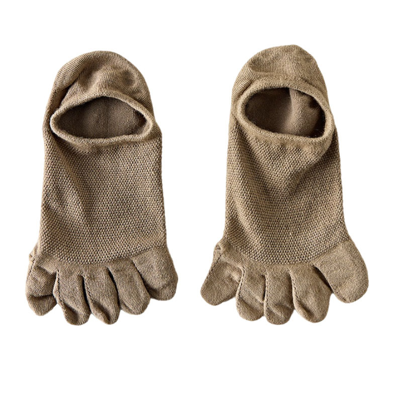 ¡Ventas calientes! Calcetines de cinco dedos para hombre y mujer, medias con punta tipo zapatilla, calcetines invisibles huecos de malla, calcetines cortos hasta el tobillo que absorben el sudor: Rojo oscuro