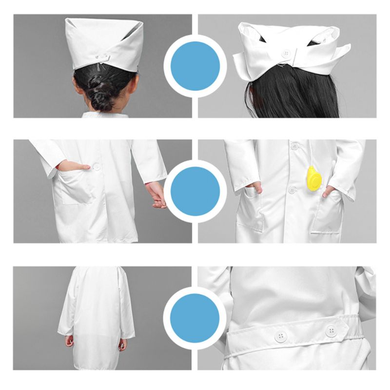1PC Children Doctors Uniform White Hospital Cosplay Costume Halloween Party Props Kids Pretend Playing