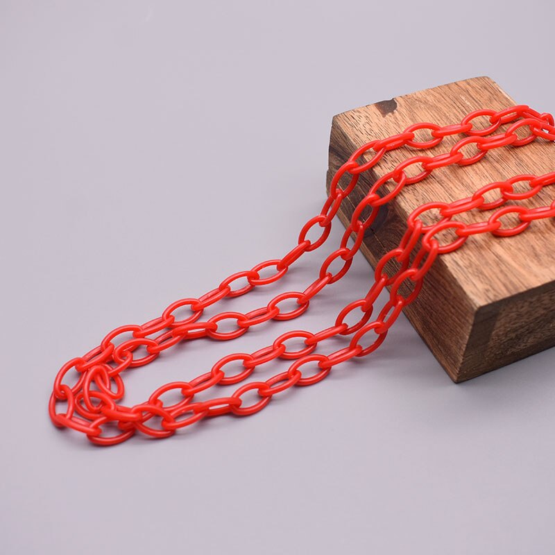 10/50 Uds. De cadena de eslabones acrílicos coloridos de 50cm de longitud, cadenas con cierre de langosta para cadena de ojos, accesorios de joyería, cadena de eslabones de plástico: 10 mm / YELLOW