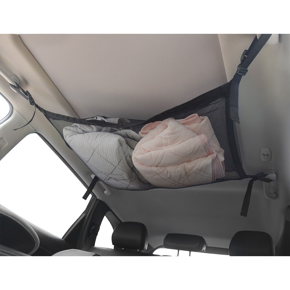 ​31*20inches Adjustable Car Roof Cargo Mesh Storage Bag Ceiling Hanging Luggage Storage Organizer Pocket