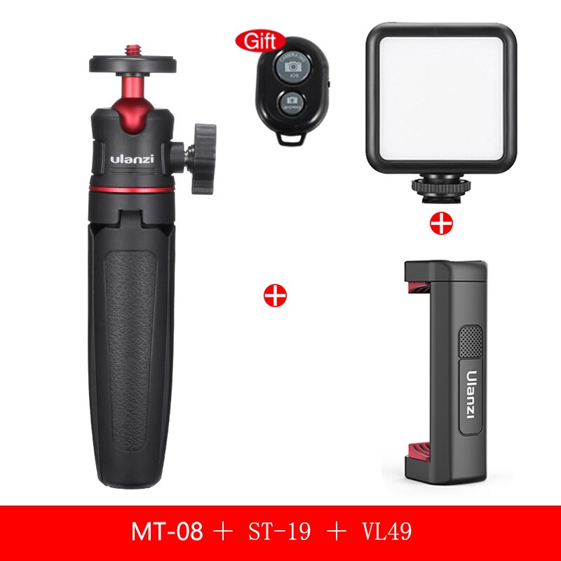 Ulanzi ST-19 Draagbare Telefoon Mount Telefoon Houder Klem Met Koud Schoen 1/4 ''Statief Mount Mic Led Licht Invullen vlog Accessoires: MT-08 w ST-19 VL49