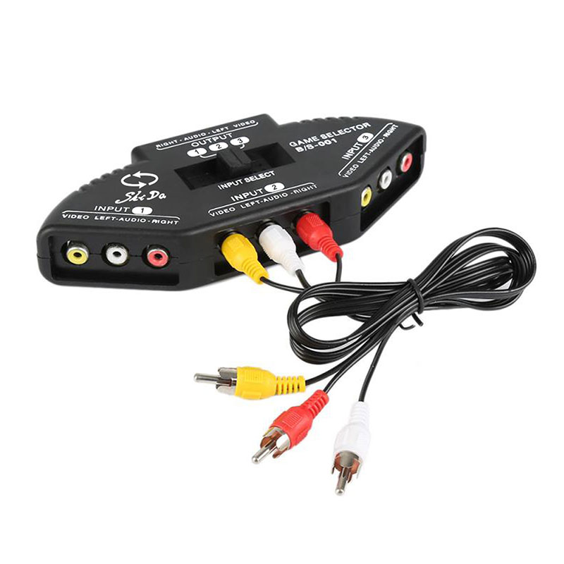 3 In 1 Out Rca Switch 3-Way Rca Splitter Rca Audio Video Av Selector Switcher Box Met 3 rca Male Naar Male Kabel