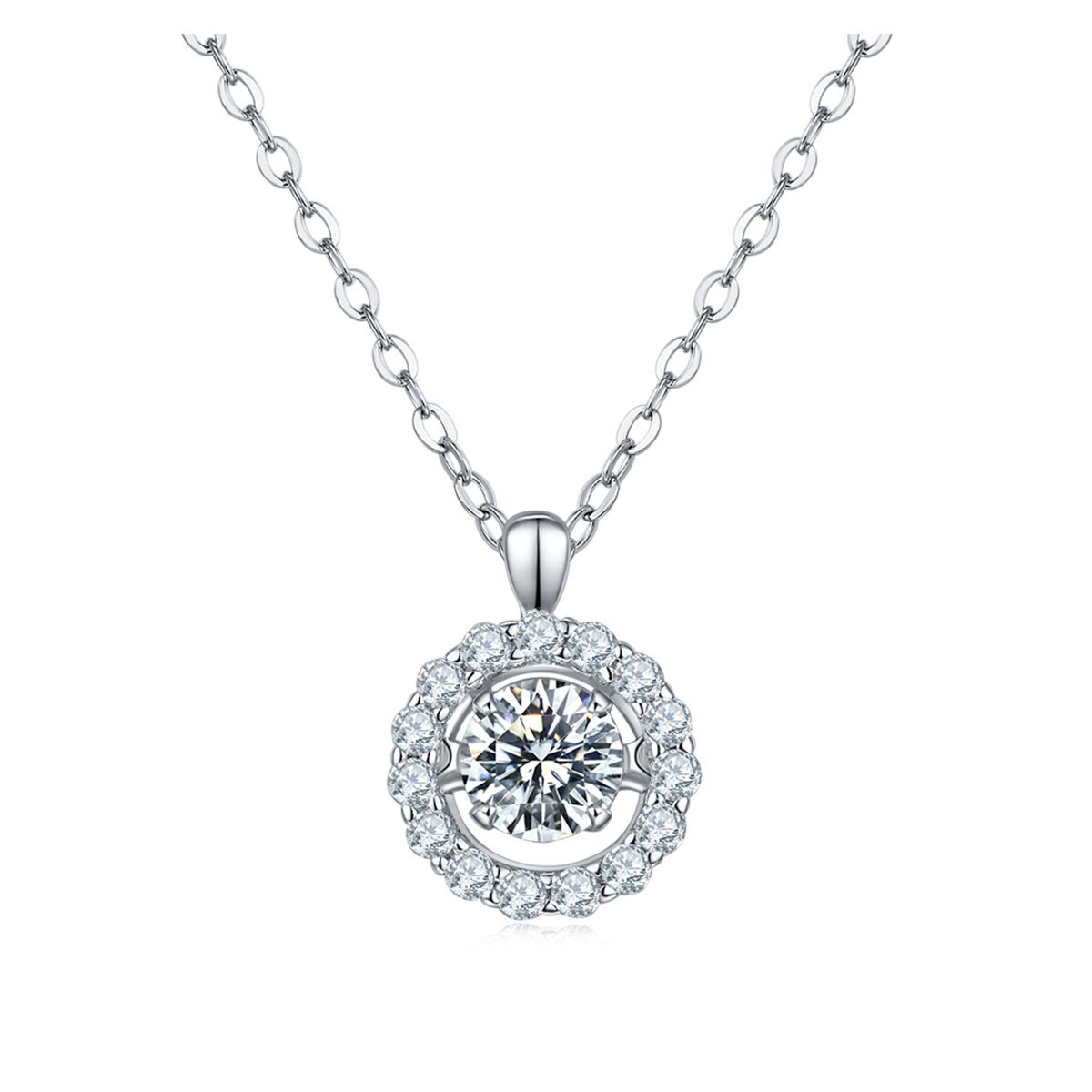 Smyoue Fl D Kleur 0.5ct Vlekkeloze Moissanite Hanger Voor Vrouwen 18K White Gold Plated 925 Zilveren Gesimuleerde Diamond Ketting: Default Title