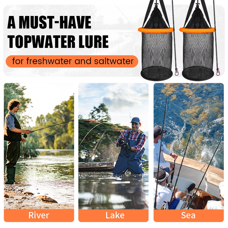 Rede de proteção de peixes de náilon, plástico pendurado preto verde, protetor de peixes preto laranja de náilon, dobrável portátil, peixe flutuante de alta qualidade g