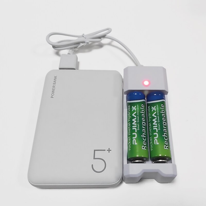PUJIMAX Universal Rechargeable Battery Ni-MH/Ni-Cd Adapter USB 2 Slot Output Battery Charger AA/AAA Battery Charging Tool