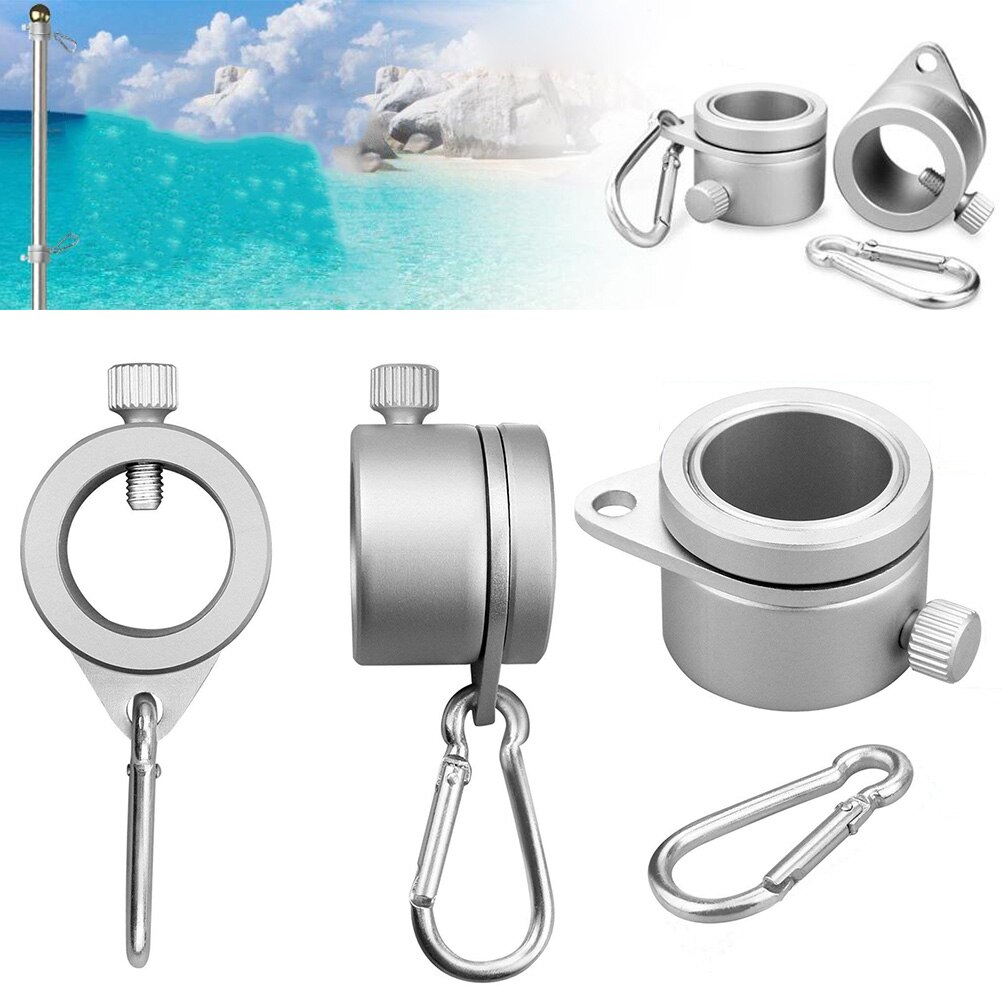 1Pair Rotating Flag Pole Kit Flag Pole Ring With Carabiner Mounting Rings With Cla Pole Attachments Outdoor Anti-Wrap Grommet