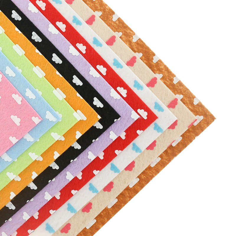 Printed Cloud Felt Pattern Fabric 30X30CM For DIY Handmade Nonwoven Craft kids Felt Book Material Cloth 10Pcs/Set