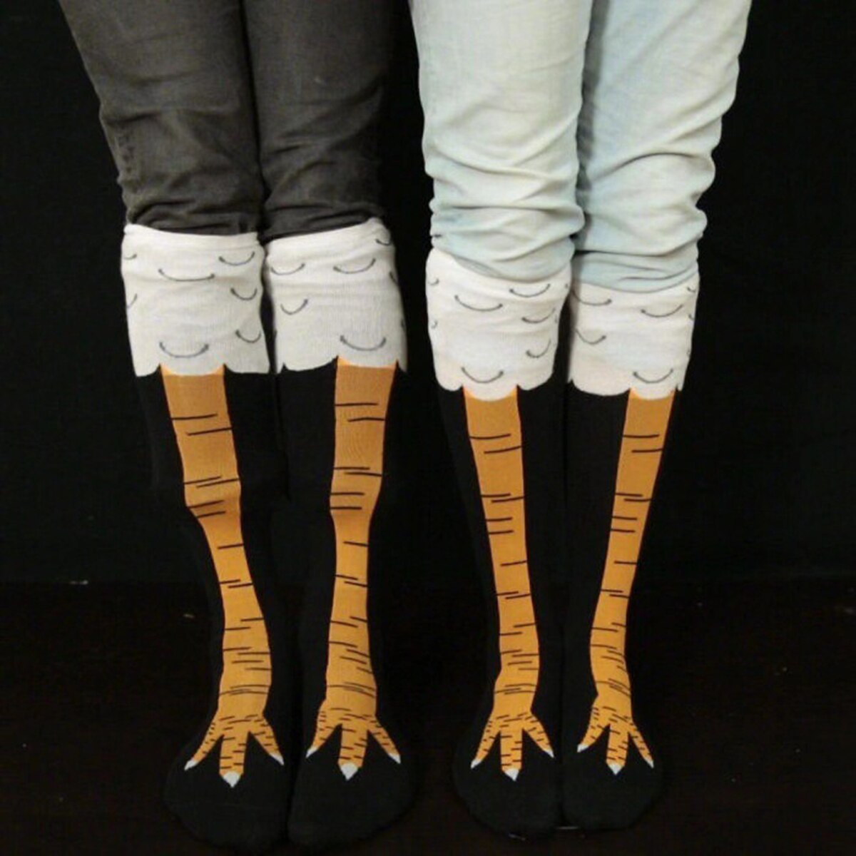 Nouveaux bas de poulet créatifs pour femmes | Chaussettes avec bout imprimé de poulet, chaussures à la pour femmes, dessin animé en 3D, haut de cuisse, pieds de poulet,