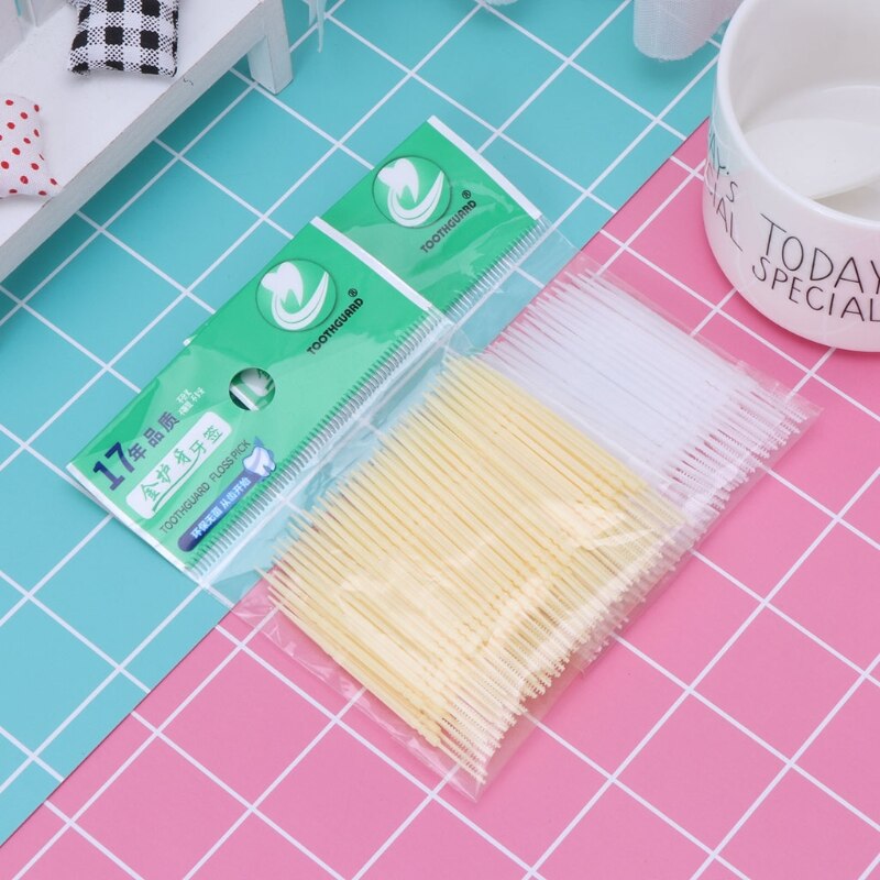 100pcs/box Dental Floss Interdental Toothpick Brush Brush Teeth Stick Dental