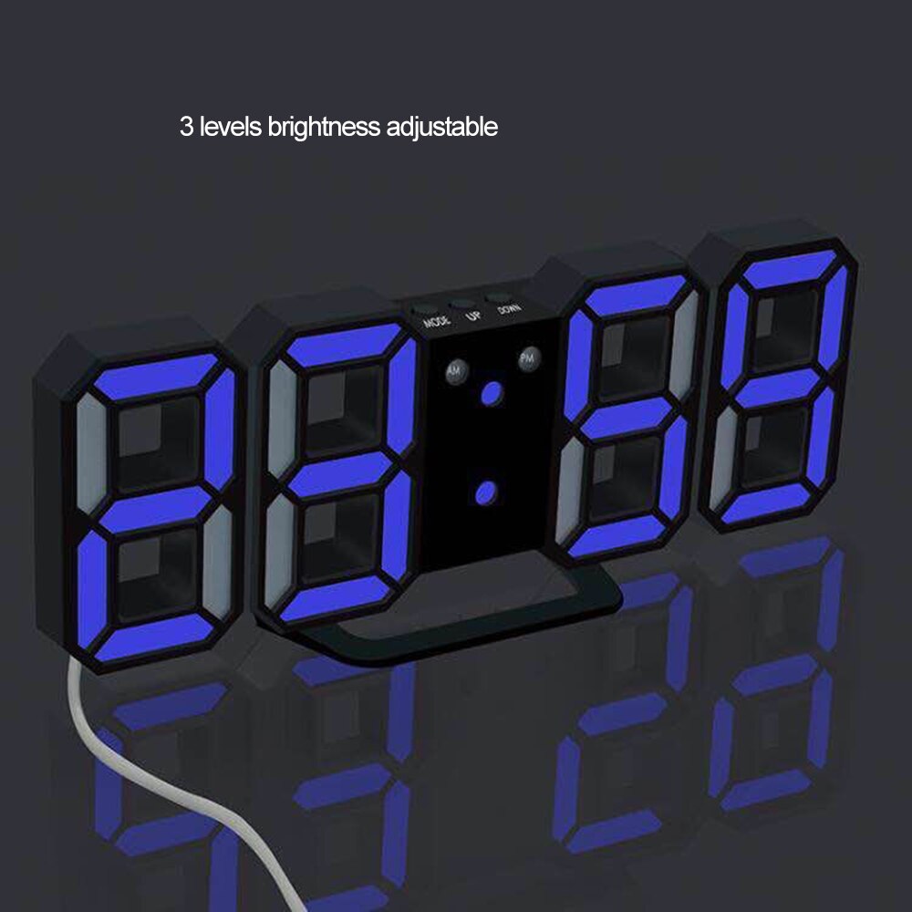 3D LED Digital Alarm Clocks Wall Hanging Watch Snooze Function Table Clock Calendar Thermometer Display Office Electronic Watch