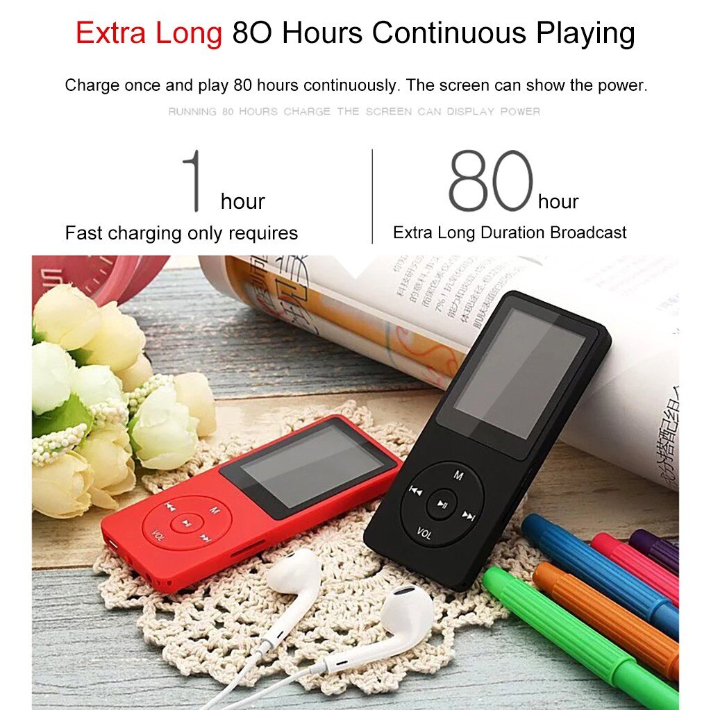 Mini portatile MP3 MP4 Lossless Sound Music Player registratore FM TF Card 80 ore lettore MP3 supporto fino a 128GB Micro SD Card