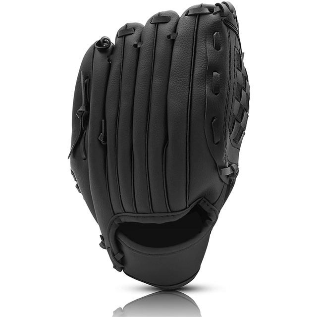 Outdoor Baseball Handschoen Maat 9.5/10.5/11.5/12.5 Softbal Sport Praktijk Apparatuur Linkerhand Voor Man Vrouw volwassen Kind Training: Black / 9.5 Inches