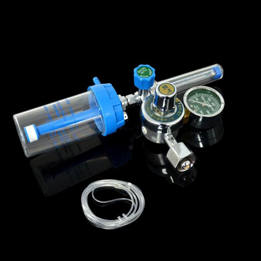Oxygen Flow Meter Absorber Regulator with 205cm Tube, Buoy Type Oxygen O2 Pressure Reducing Valve Regulator G5/8 Inlet