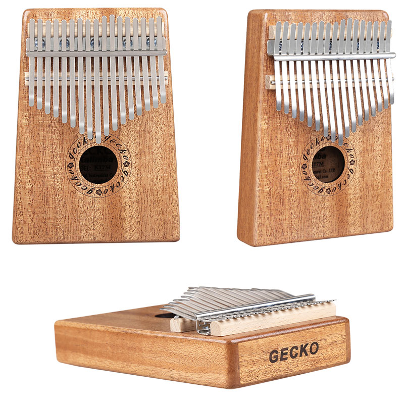 Gecko 17 Sleutel Kalimba Vinger Duim Piano Houten Mbira Keyborad Instrument Met Accessoires Mini Kalimba Kerstcadeau: Wood Color