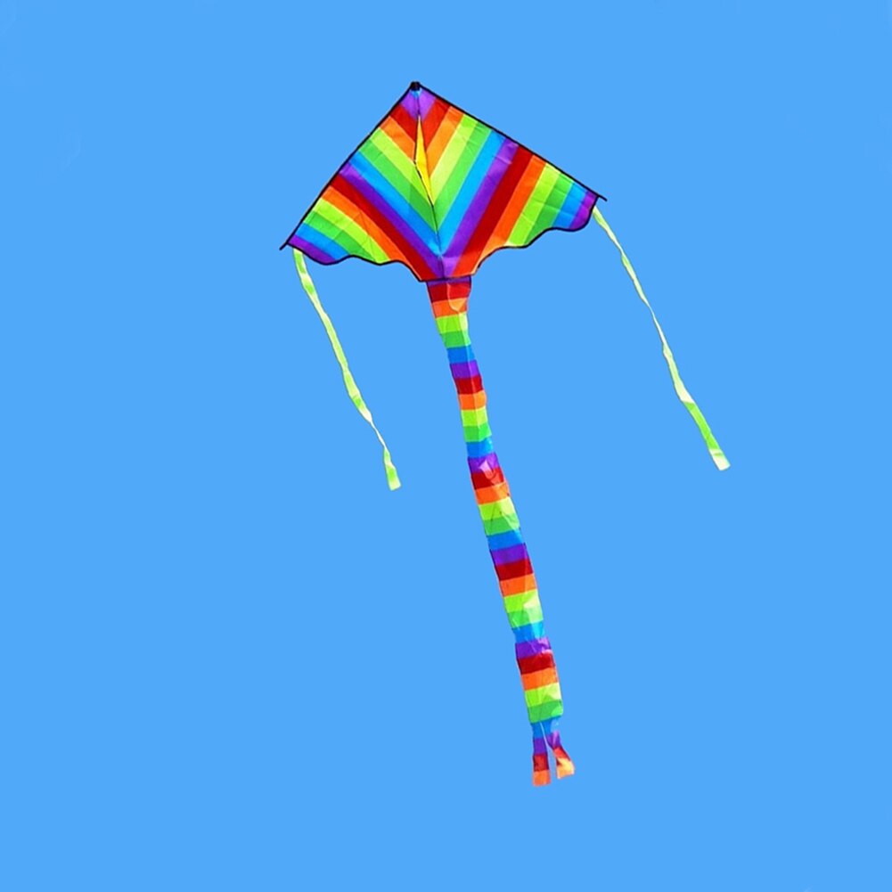 Rainbow Lange Staart Driehoek Vlieger Met 50M Handvat Lijn Kinderen Kids Toy