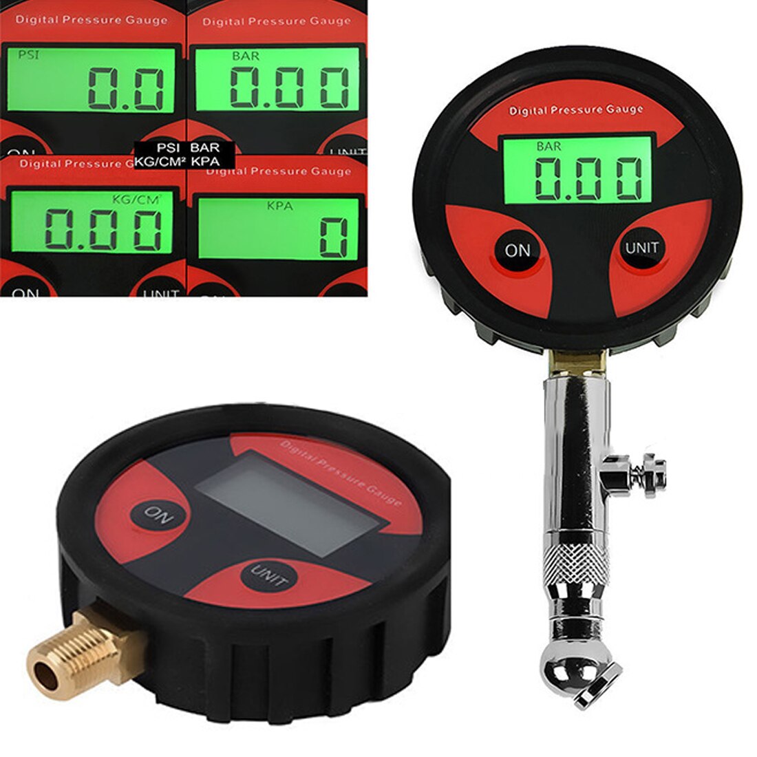 LCD Digital Tyre Tire Air Pressure Gauge 0-200PSI Motorcycle Car Truck Bike Tester Monitoring System 360 Rotation