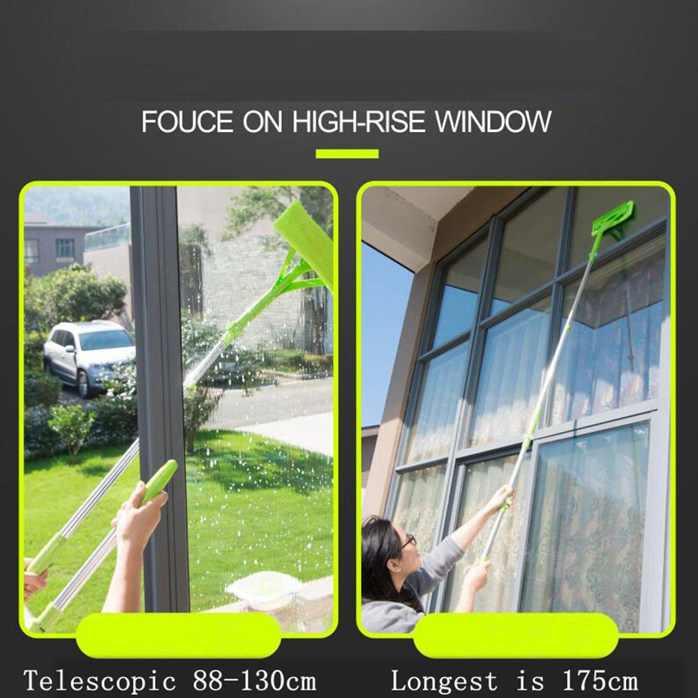 Brosse télescopique de nettoyage de vitres surélevées, pour le lavage des vitres, raclette, microfibre, épurateur de vitres extensible