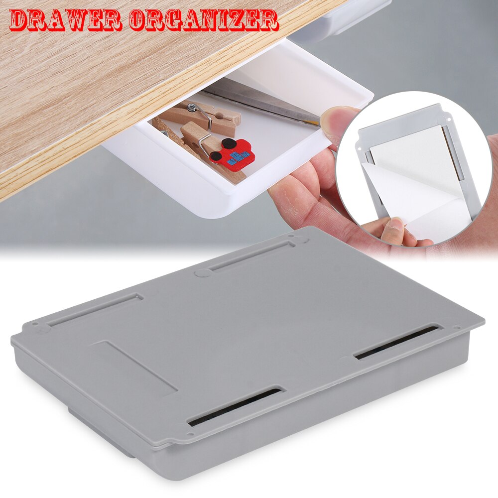 1PC Under Desk Storage Drawer Desk Stand Self Stick Pencil Tray Desk Table Organizer Box Convenient Office Container Newest