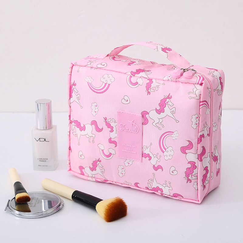 Multifunction Travel Cosmetic Bag Neceser Women Makeup Bags Toiletries Organizer Waterproof Female Storage Make up Cases: Pink horse