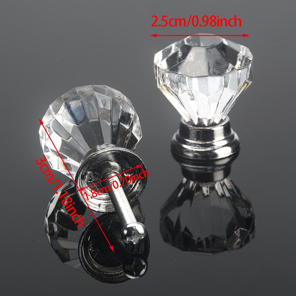 6/4/1pc Dresser Drawer Cabinet Knobs 30mm Diamond Shaped Crystal Glass Knobs Pulls For Kitchen Wardrobe Cupboard | SHEIN - View #6