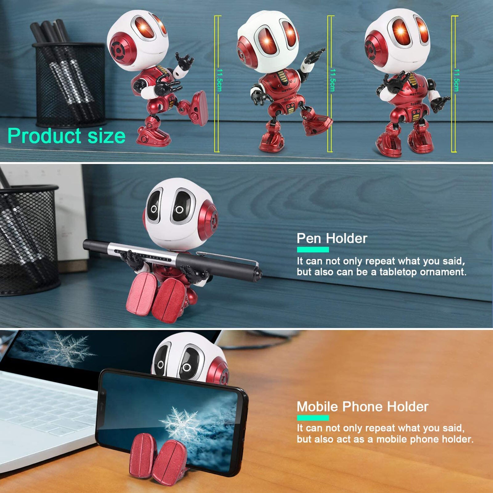Robot parlant intelligent avec tête à vapeur, jouet à LED, en alliage, à monter soi-même, toucher électronique, lumière sonore amovible, meilleur pour enfants