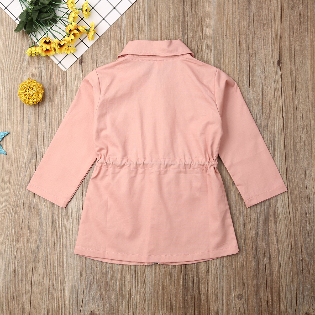 1-7Y Kinder Mädchen Langarm Revers Graben Kid Casual Jacke Reißverschluss Mantel Outwear Windjacke Kordelzug Mantel 1-7 jahre