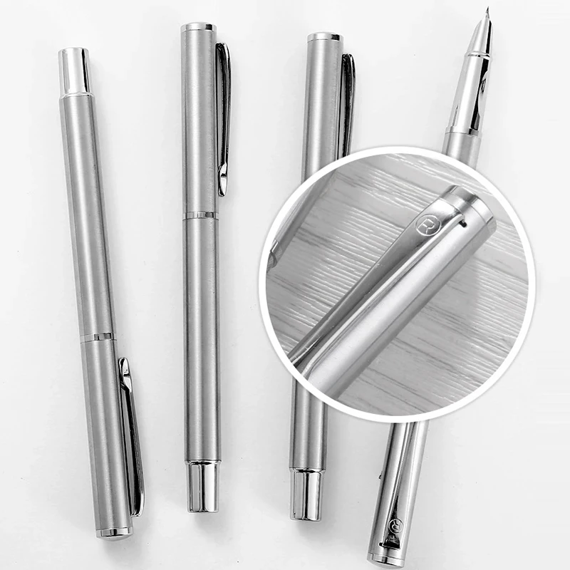 Silber Brunnen Stift 0,8/1,3mm Gebogene Spitze Schüler Kalligraphie Praxis Stift Geschäft Unterschrift Schule Schreiben Werkzeuge Versorgung
