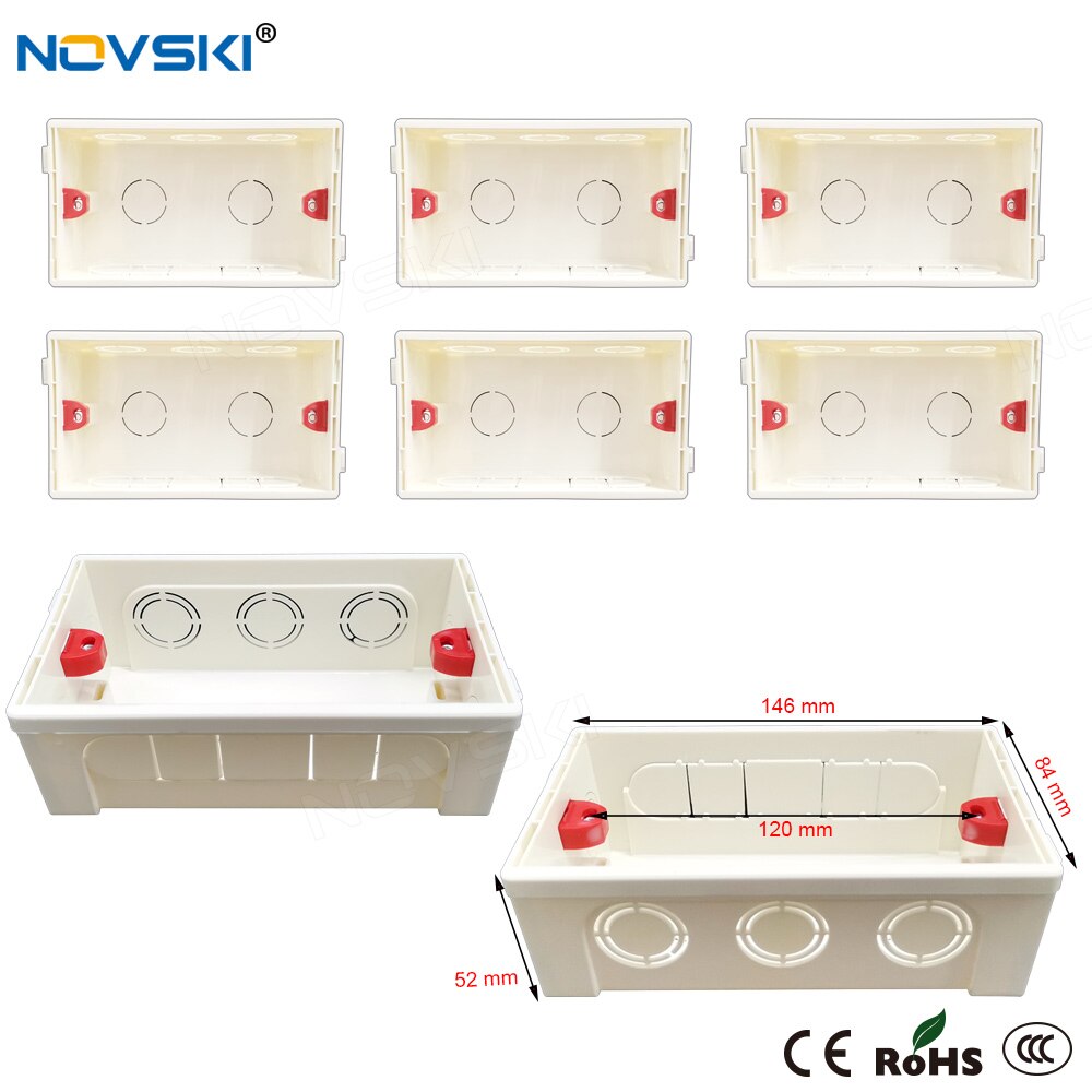 NOVSKI 8pcs/lot Mounting Back Box Adjustable Internal Cassette Junction Box For Wall Switch and Socket White 146*84*52mm: Default Title