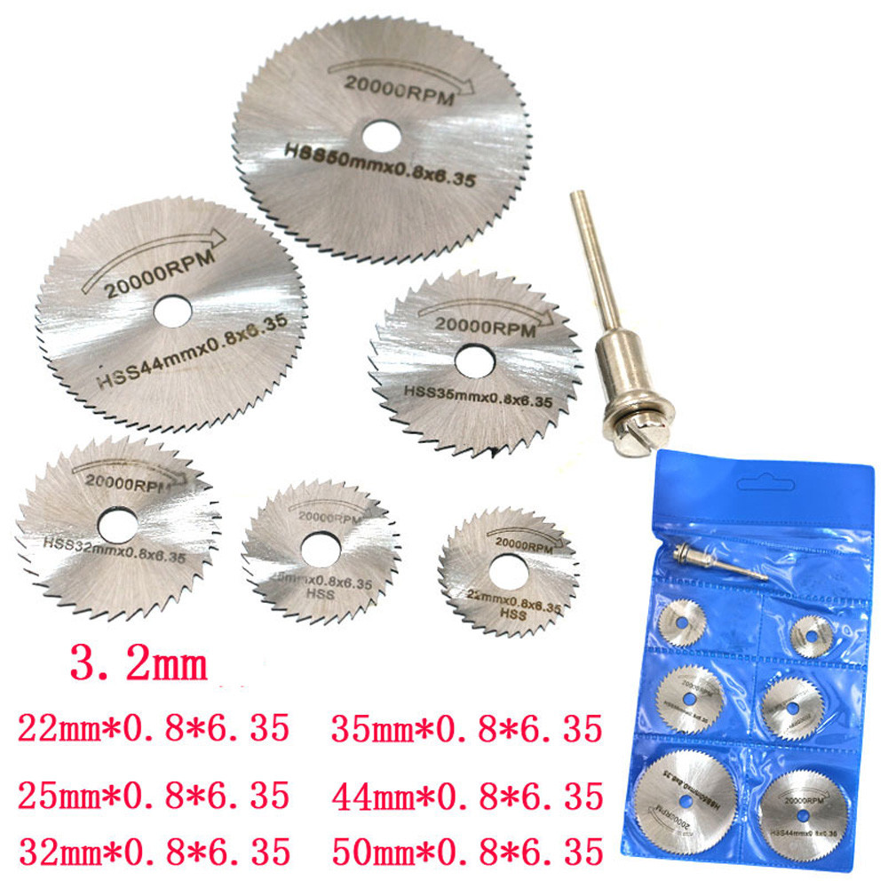 6pcs Mini Circular Saw Discs Blades Hss Metalworking Cutting Saw Disc Wheel Cutting Blades For Drills Rotary Tools + Mandrel 35%