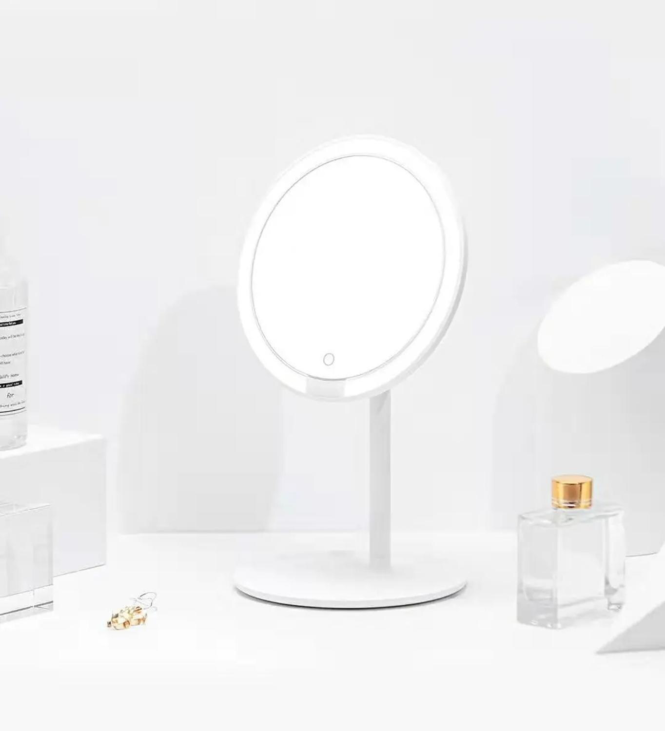 Nyeste xiaomi mijia makeup spejl desktop led oplyst bærbar type-c opladning berøringsskærm justerbar spejle lysstyrke