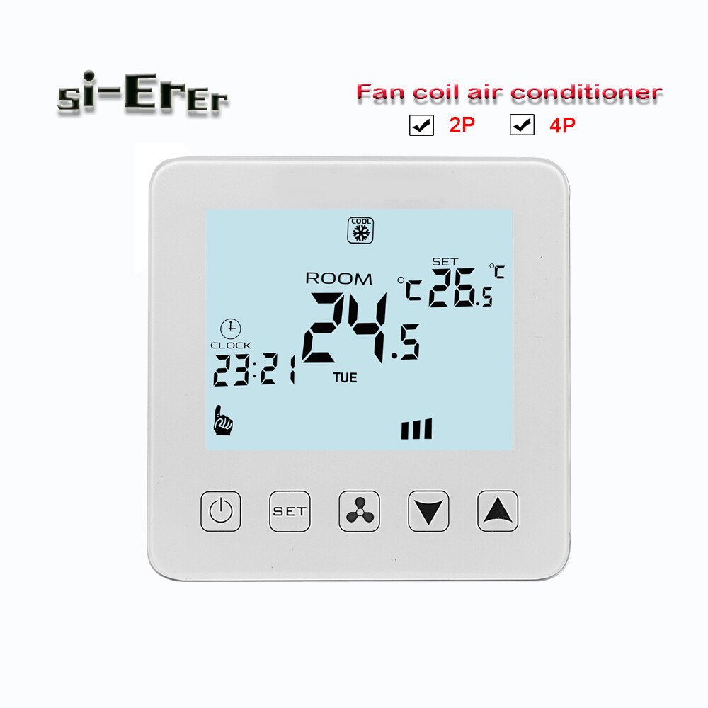 220V programmable Air conditioner thermostat-2P 4Pheating and cooling controller,black / white / gold panel optional