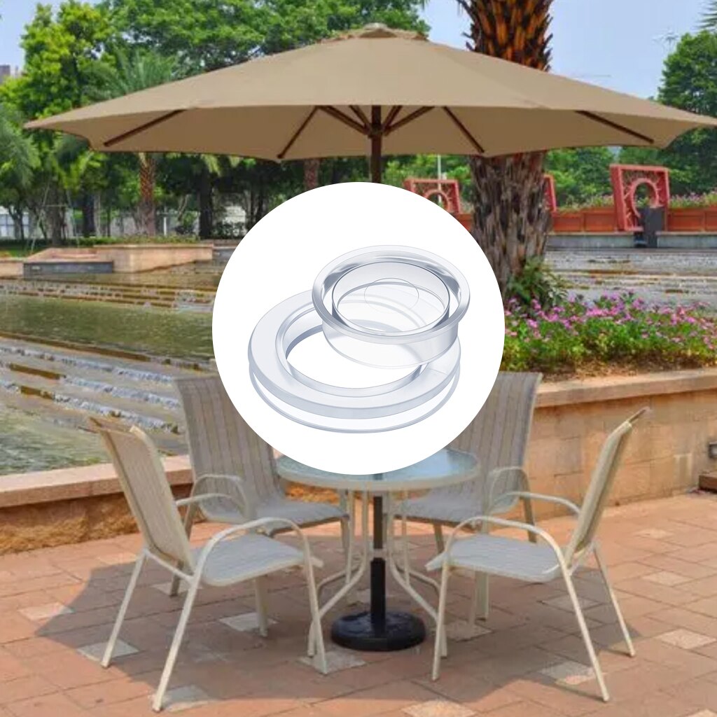 Umbrella Thicker Hole Ring Plug and Cap Set for Glass Outdoors Patio Garden Deck Table 2 Inch Clear Standard Size