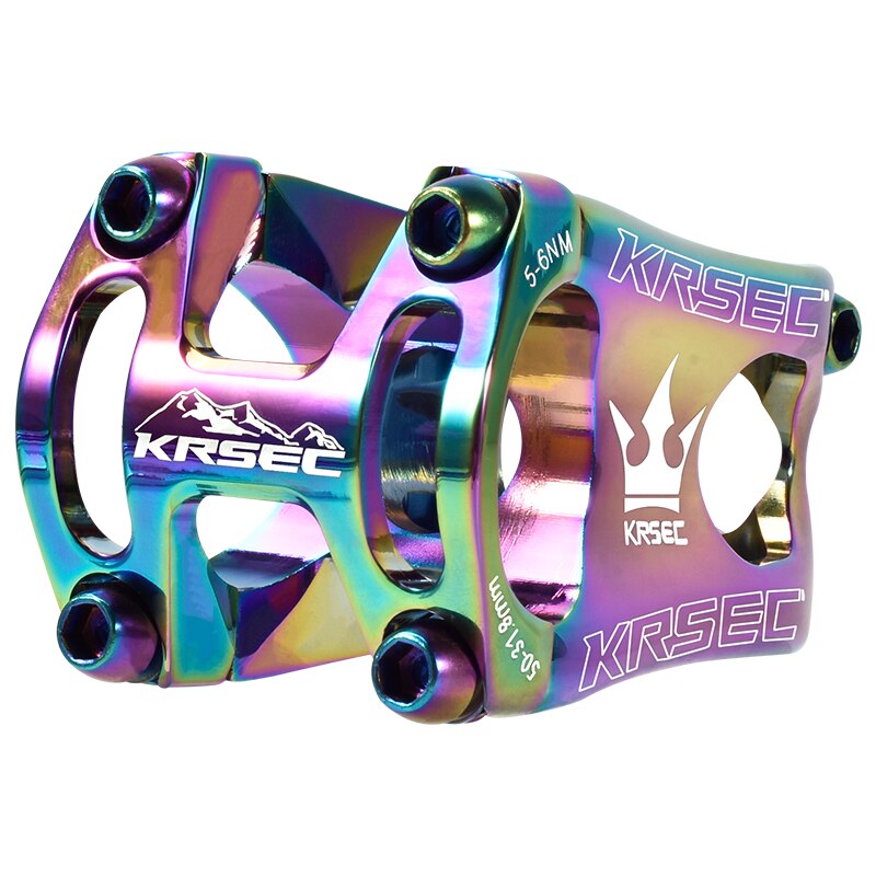 KRSEC MTB Mountainbike Stem CNC Radfahren Lenker Fahrrad Vorbauten Kreuz Land Rennrad Zubehör 31.8*28.6*50mm: Rainbow