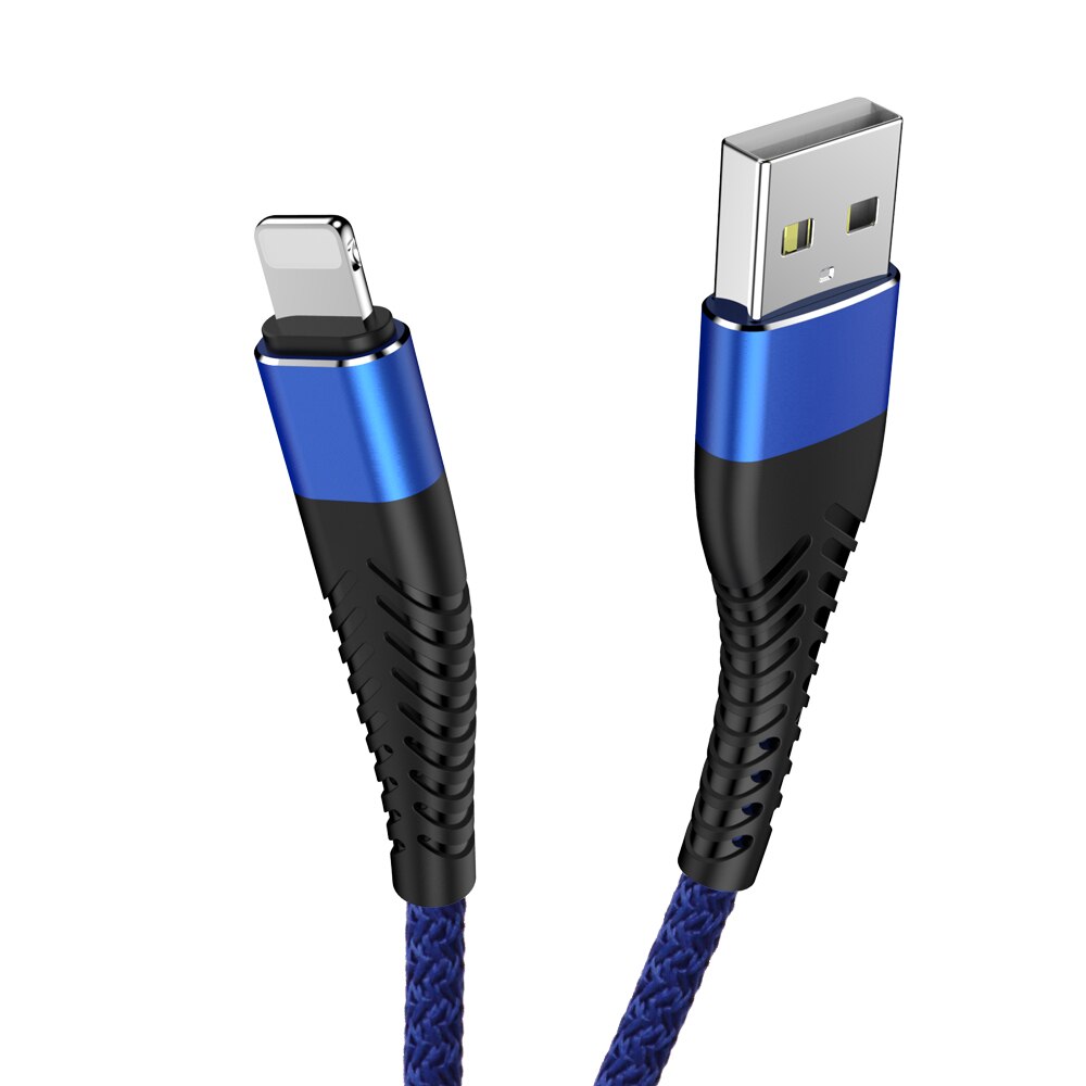 1m 2m 3m usb oplader kabel dataledning til apple iphone 7 8 plus 10 11 pro x xs max 5 6 s 5s 6s hurtig opladning oprindelse lang telefonledning: Blå / 2m