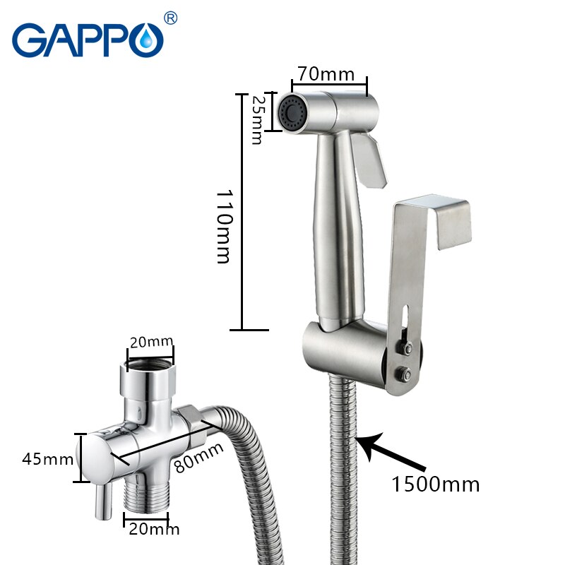 Gappo bidé badrum toalett vattenspray bidé rostfritt stål toalett bidé hygienisk dusch bärbar väggmonterad bidé dusch