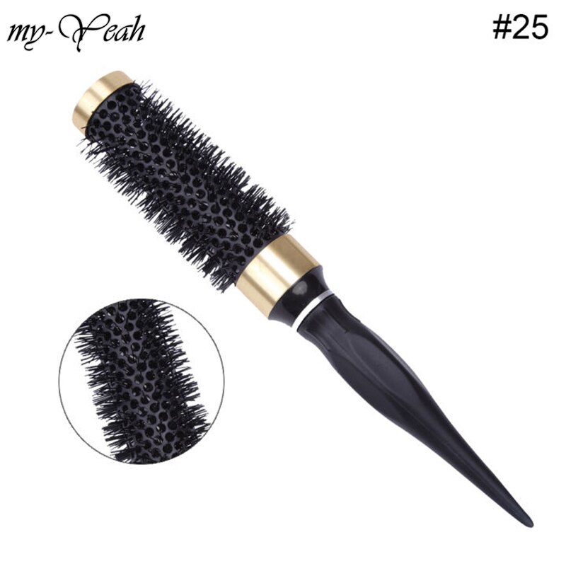 Cepillo de pelo de hierro de nailon, 8 tamaños, peine de barril redondo antiestático resistente a altas temperaturas, herramienta de secado y rizado para el hogar DIY: 26.30 x 2.80cm