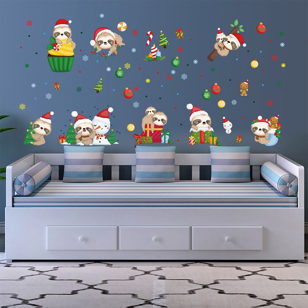 Christmas Socks Fireplace Wall Stickers Removable Window Glass Door Room Decal Self-adhesive PVC Year Home Decor: B