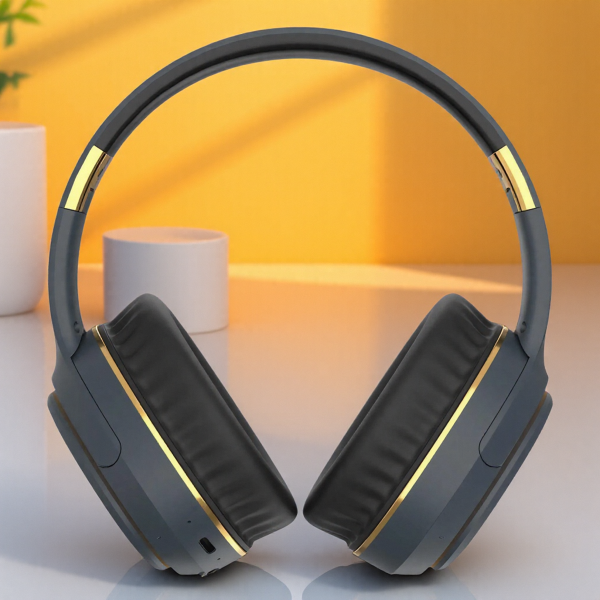 Auriculares Bluetooth supraaurales plegables inalámbricos Luz de respiración Opción con cable Juegos de PC Música: Azul