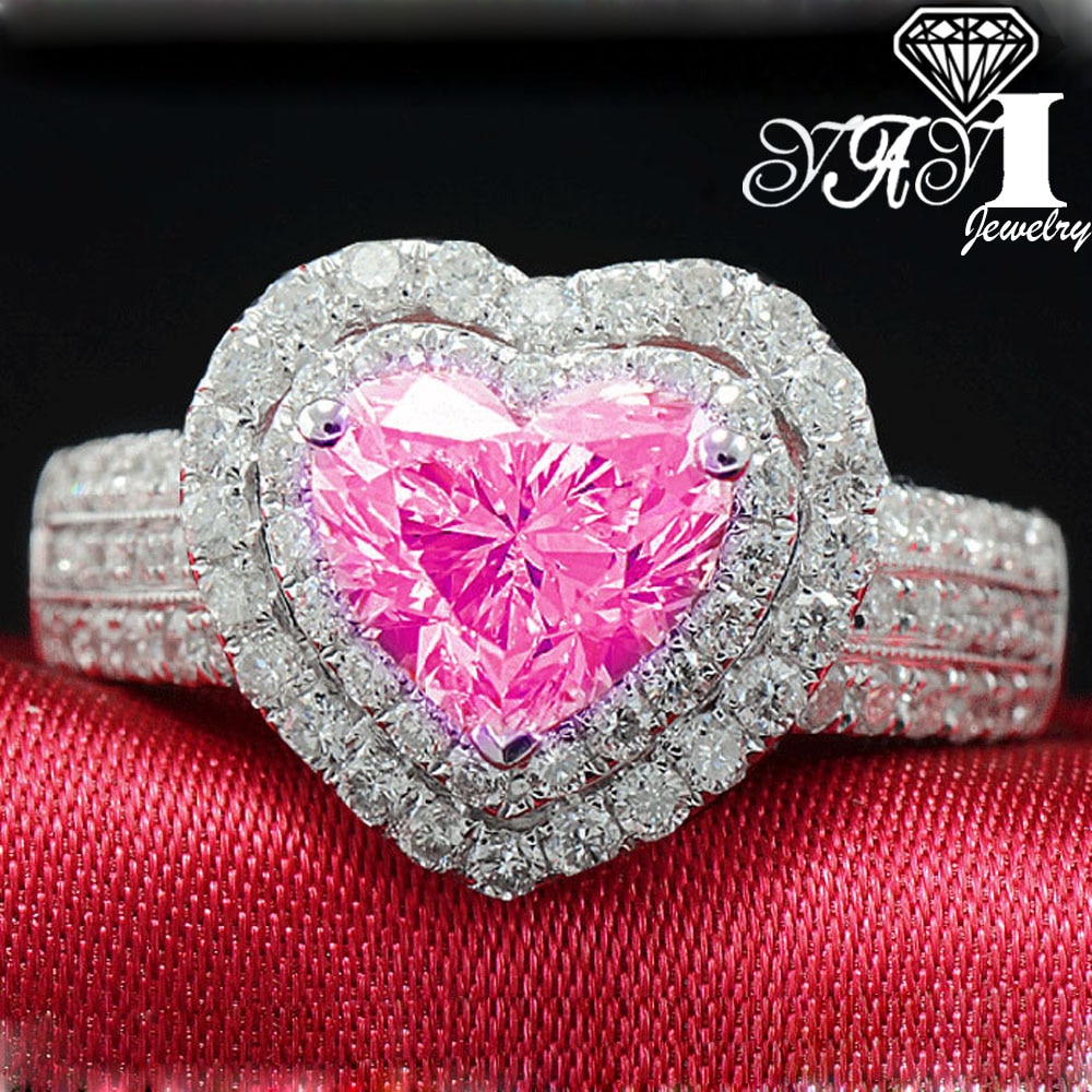 YaYI Frauen Schmuck Ring 2.9CT Rosa Zirkon CZ Silber Farbe Verlobungsringe hochzeit Partei Schellt